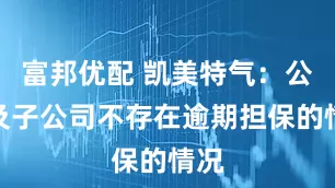 富邦优配 凯美特气：公司及子公司不存在逾期担保的情况