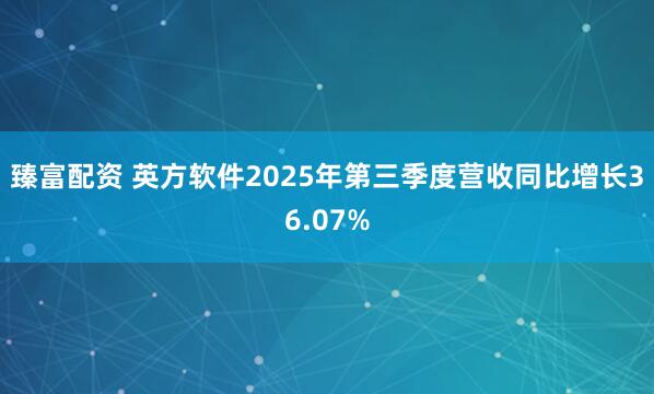 臻富配资 英方软件2025年第三季度营收同比增长36.07%