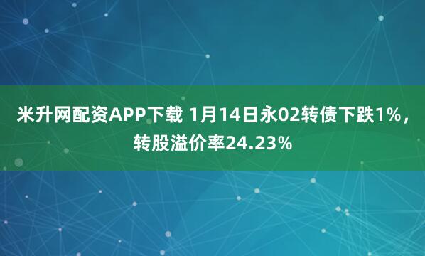 米升网配资APP下载 1月14日永02转债下跌1%,转股溢价率24.23%